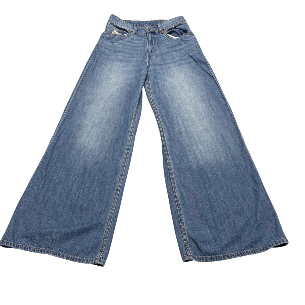 H&M Divided Wide Leg Womens Jeans Size 0 Blue High Rise Y2K
